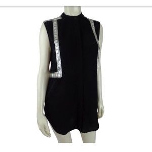 Torn Ronny Kobo Top Blouse Poly Bling Button Front